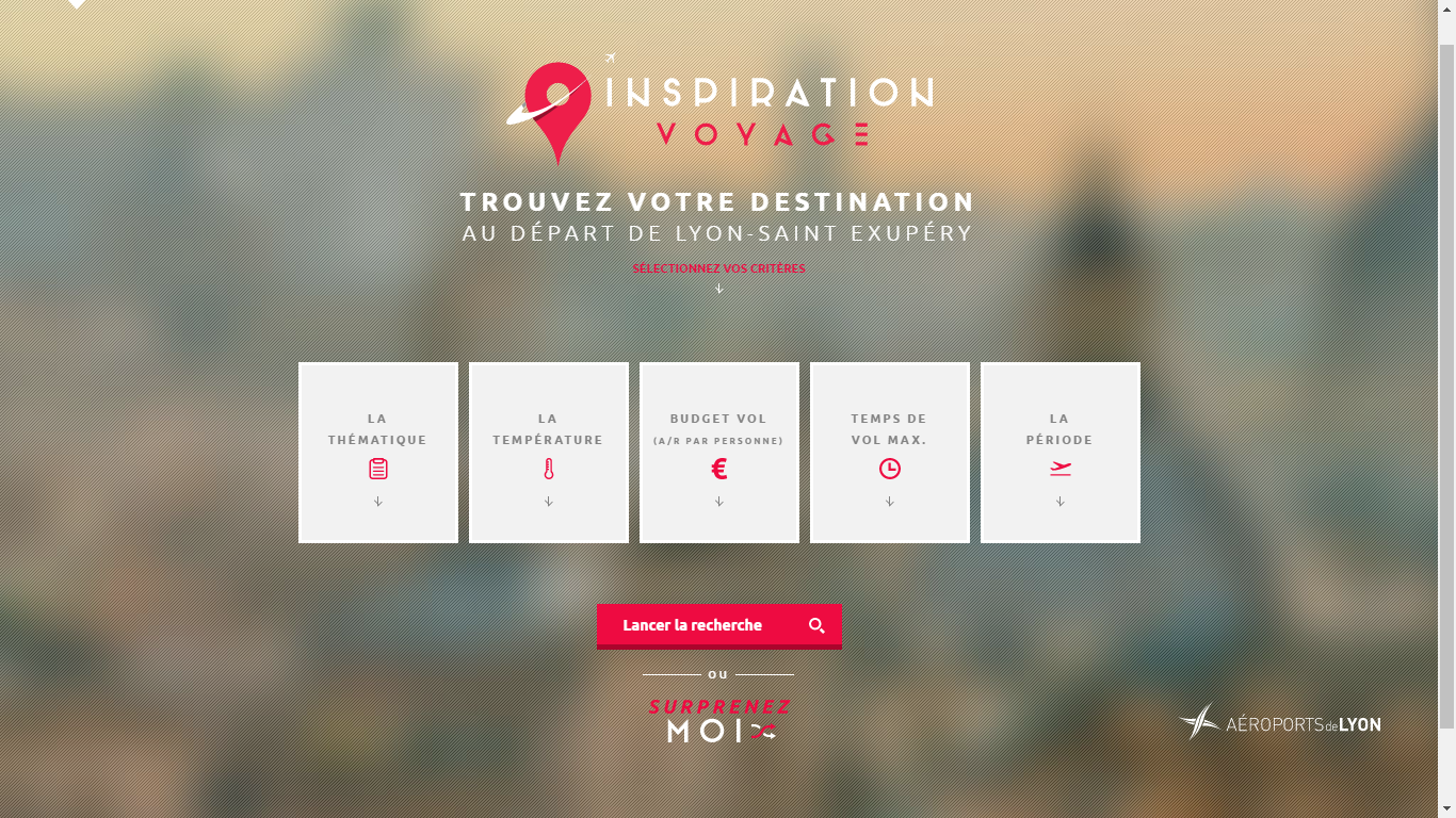 Homepage du site inspiration Voyage